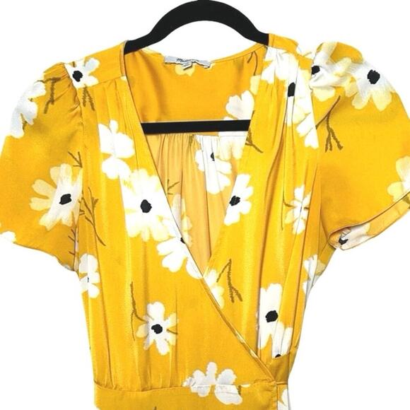 Madewell Women’s Puff Sleeve Wrap Midi Dress Ikat Floral Size XS - Picture 5 of 10